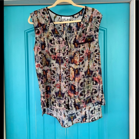 waverly grey liberant 100% silk blouse women’s sz 8 abstract multi blue NWT - Picture 6 of 14